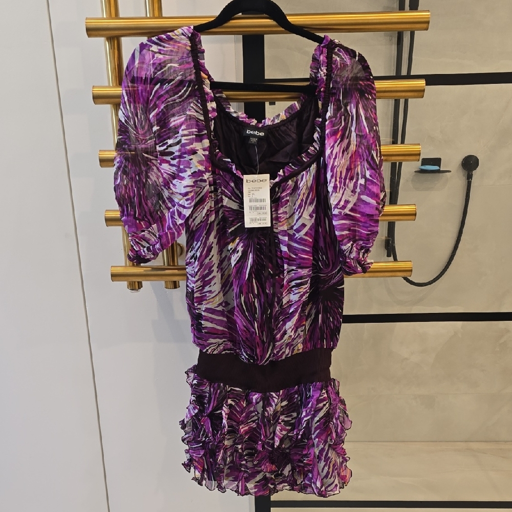 Bebe Purple and Pink Celina Dress